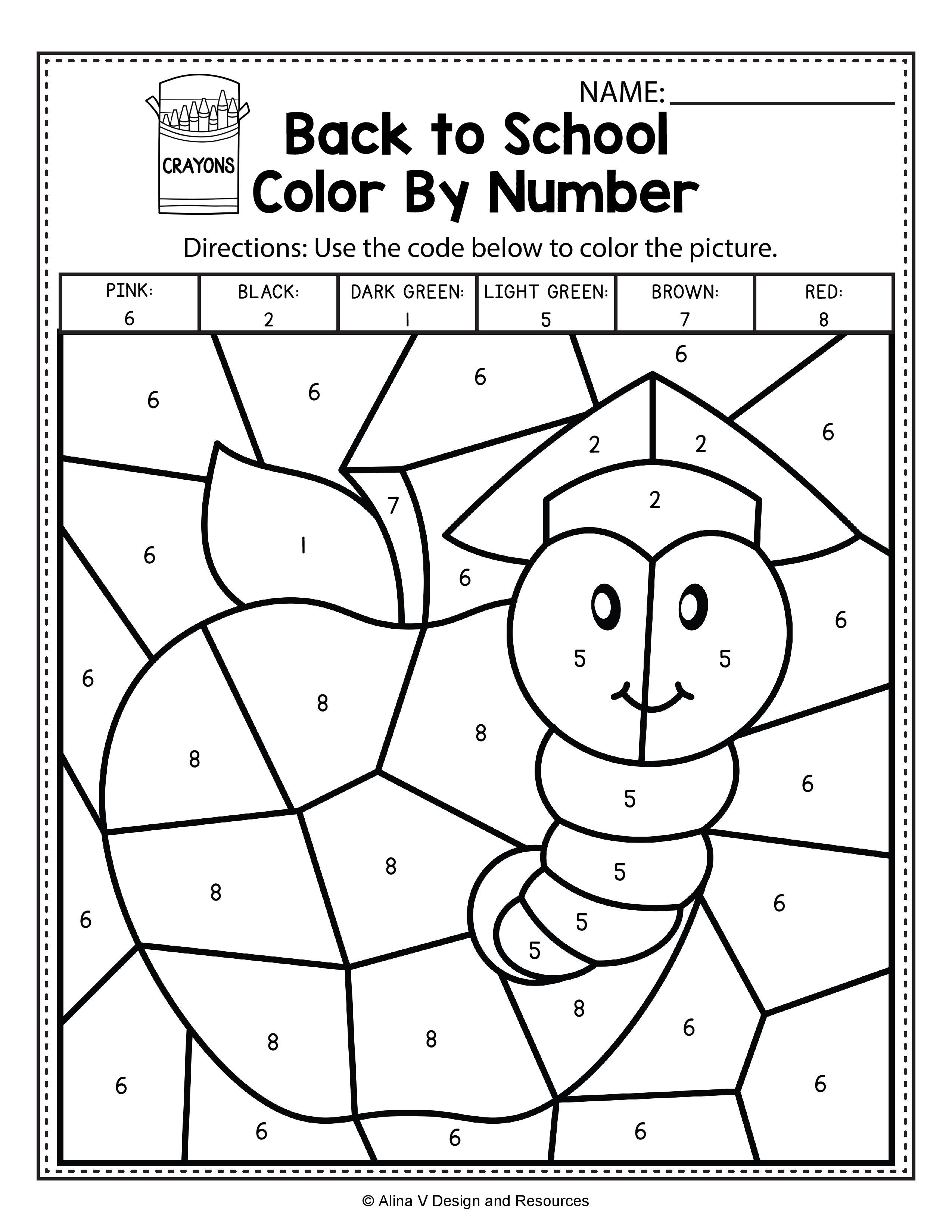 Free Printable Color By Number Math 1st Grade