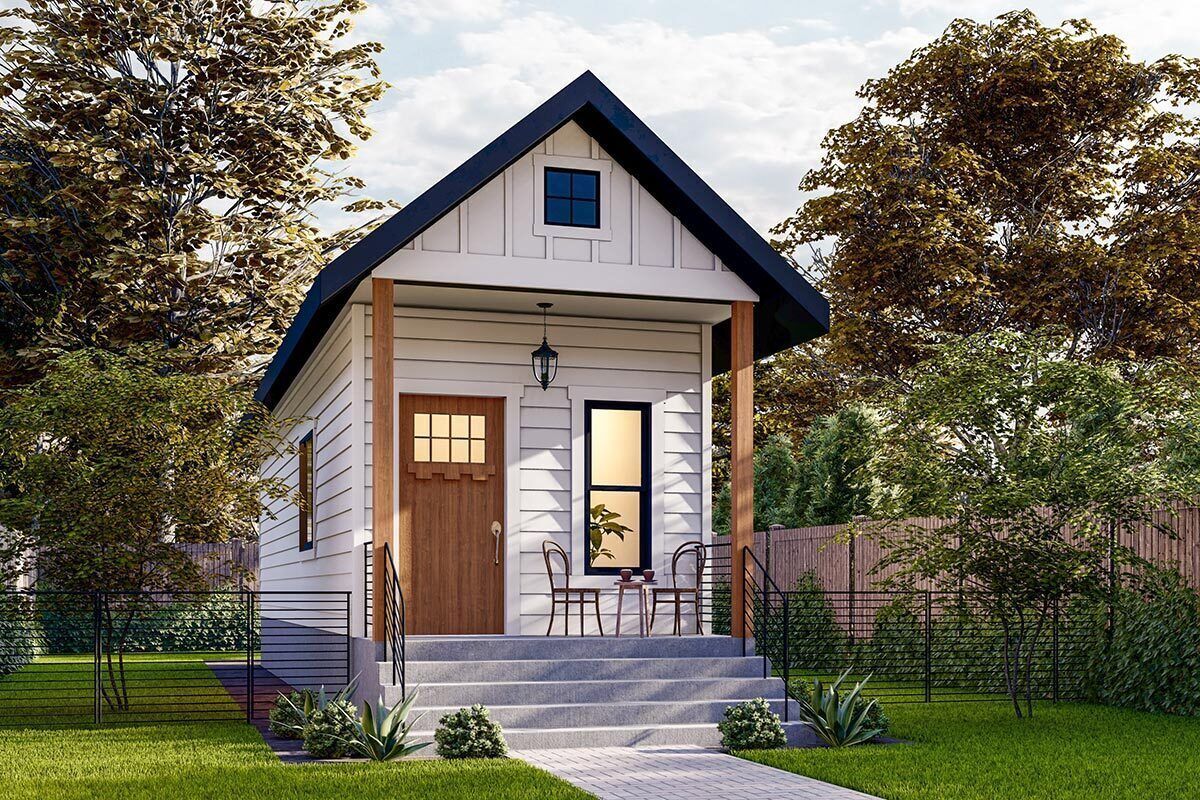 Plan 420041WNT: 400 Square Foot 10-Foot-Wide House Plan | Tiny house ...