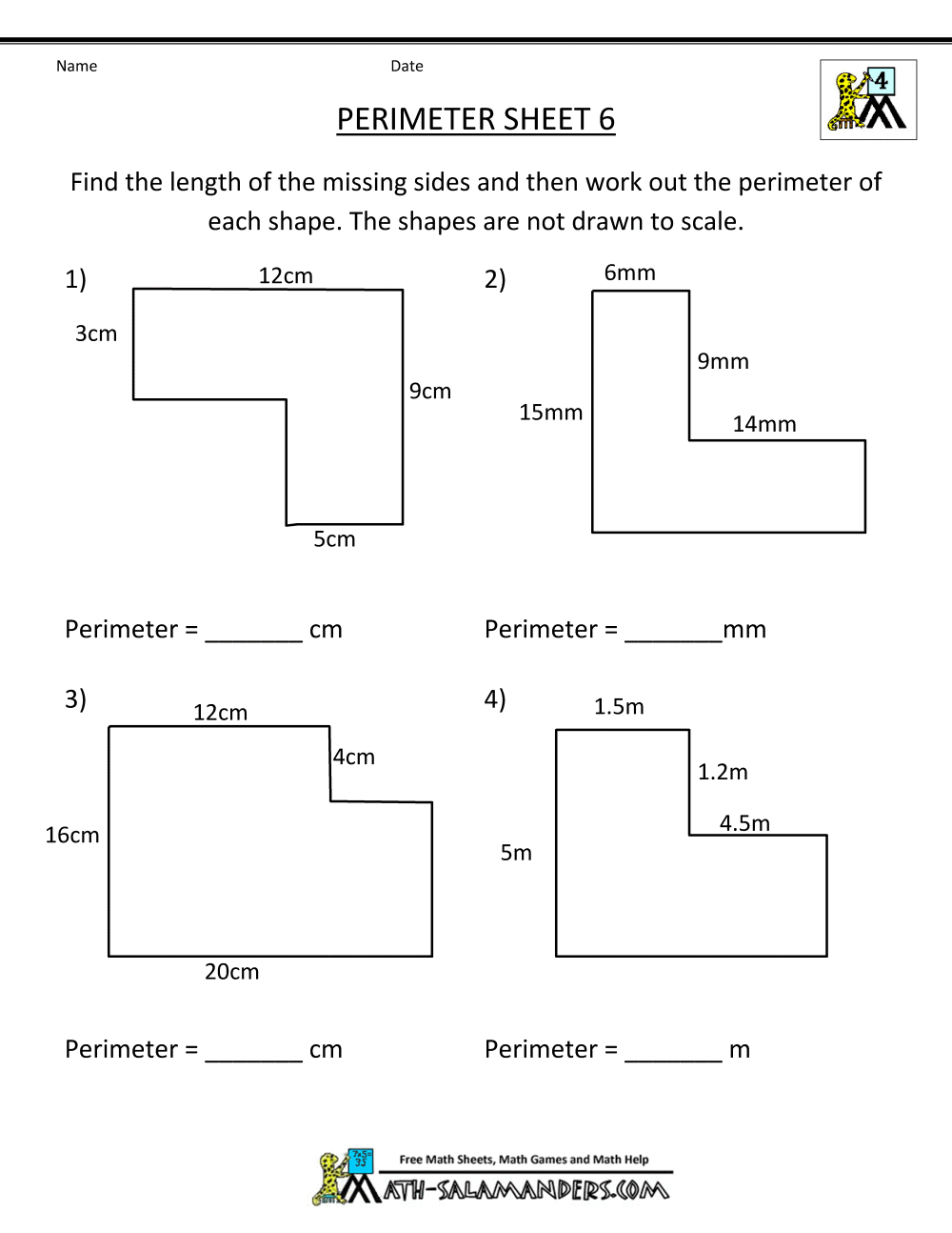 Area And Perimeter Worksheet For Grade 3