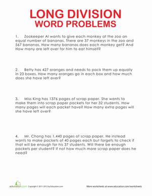 Division Word Problems Grade 5 With Remainders - Alma Hill's 5th Grade