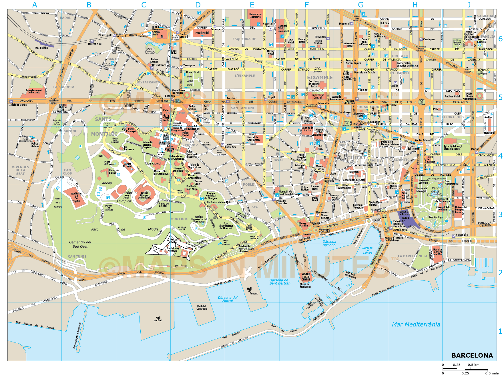 barcelona map | Barcelona city map, Barcelona map, Barcelona city