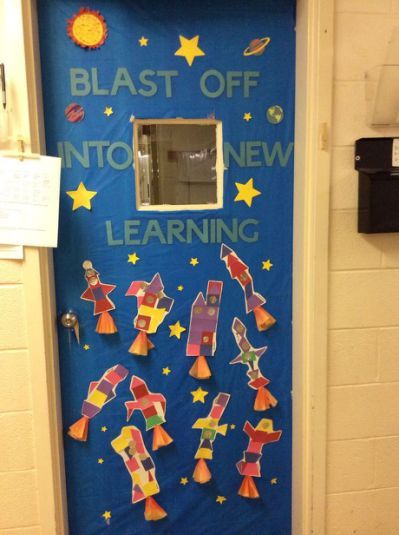 Space themed door decoration | | Space theme classroom, Classroom ...