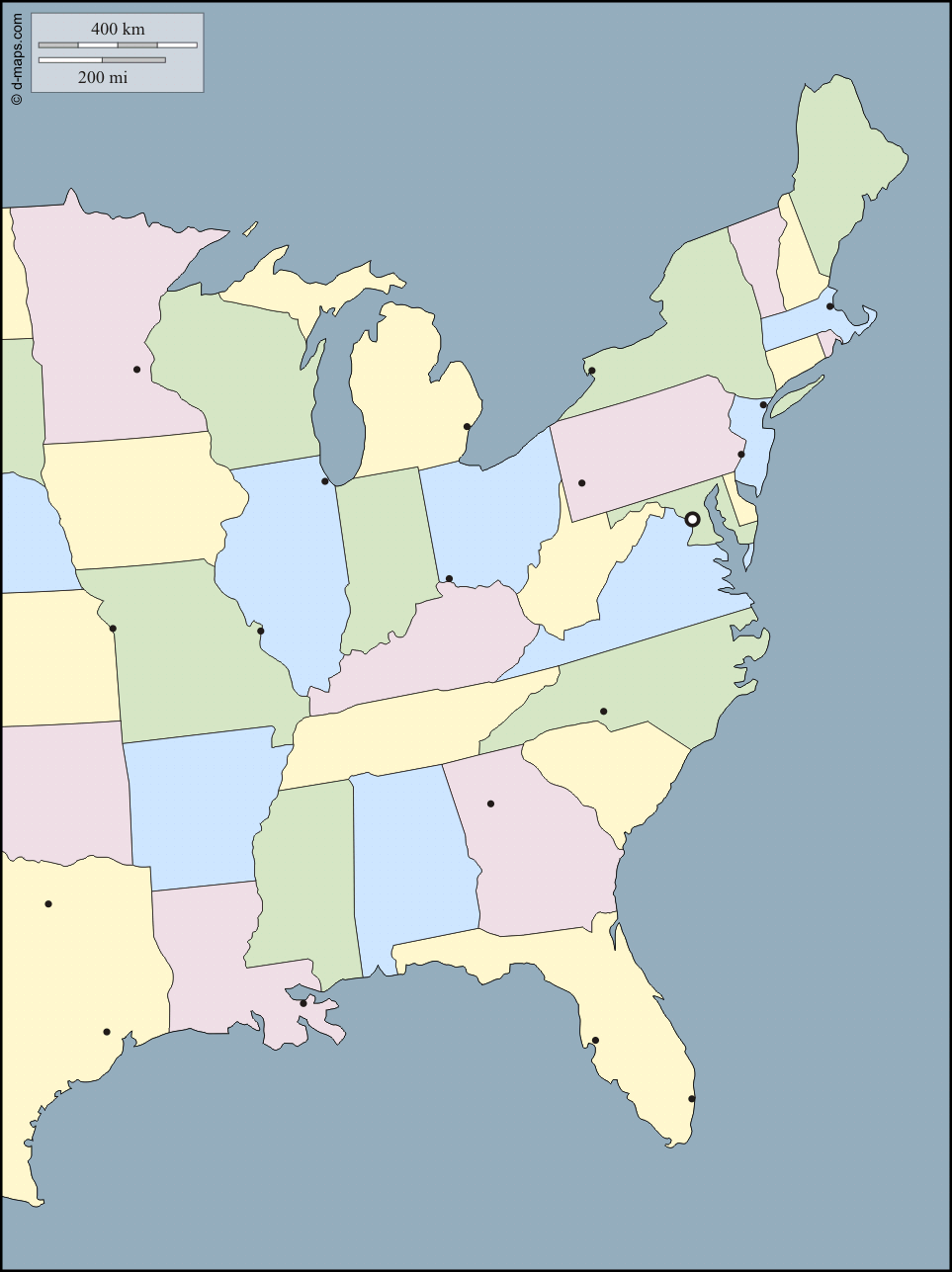 East coast of the United States : free map, free blank map, free ...