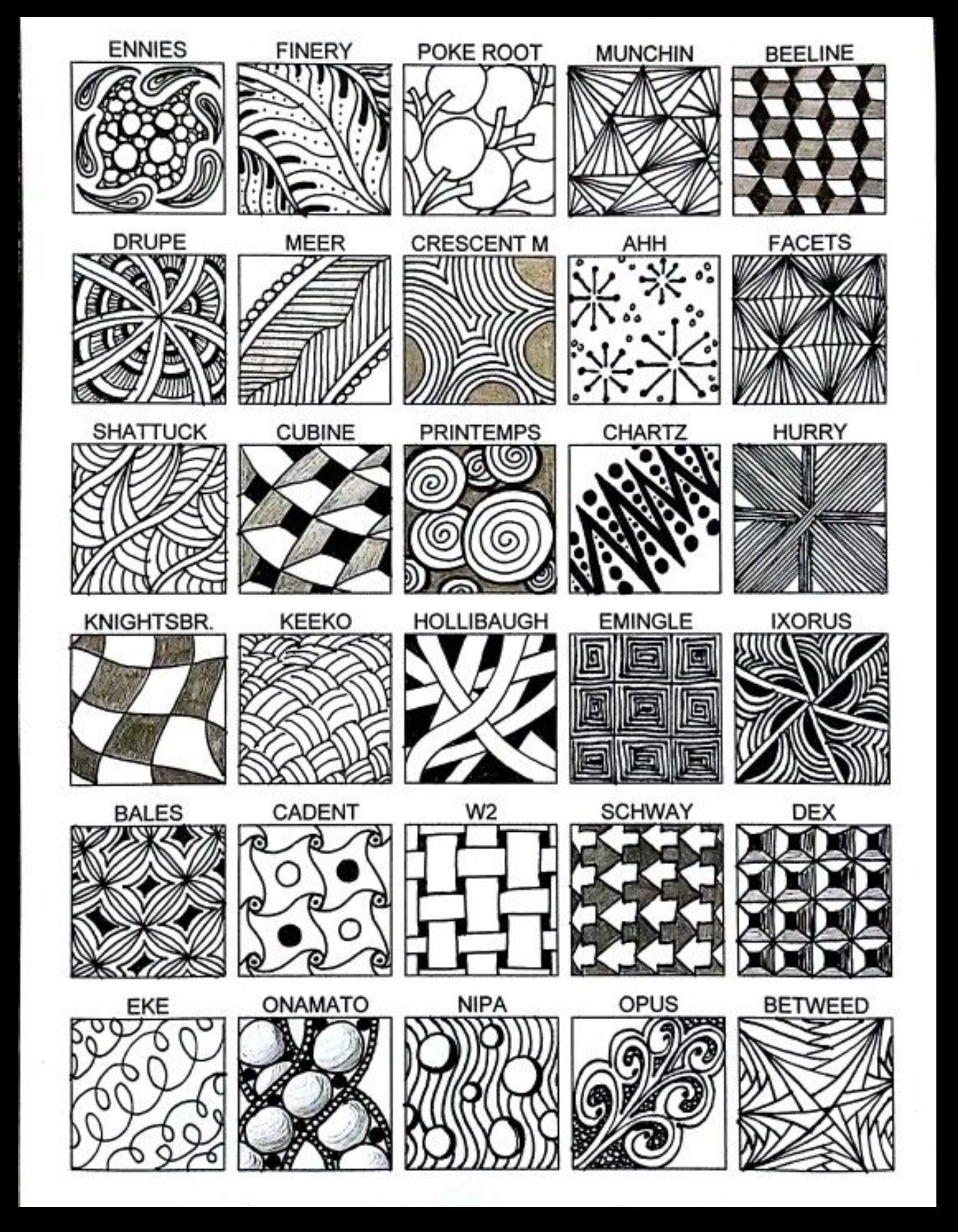 Named patterns Tangle Doodle, Doodles Zentangles, Zen Doodle, Doodling ...