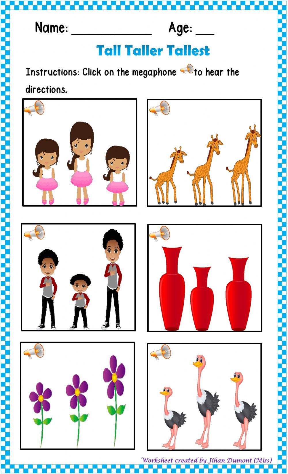 Tall, Taller, Tallest interactive worksheet | Kindergarten worksheets ...