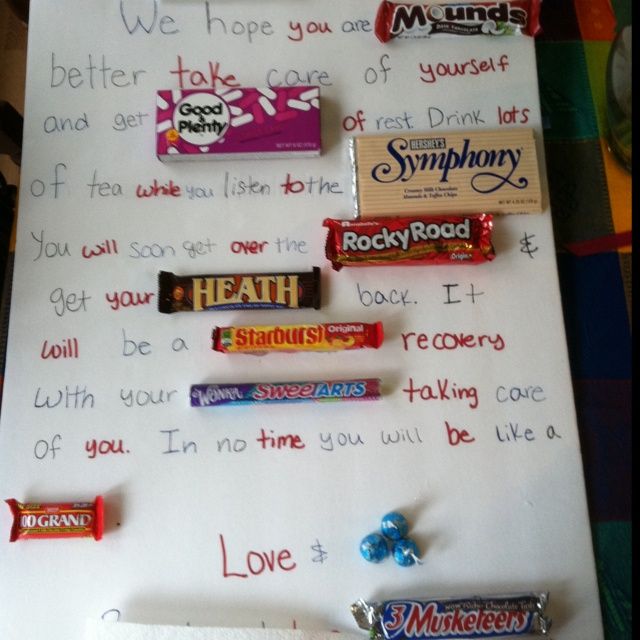 Get Well Soon candy note ~ too cute :-) | Creativity | Get well soon ...