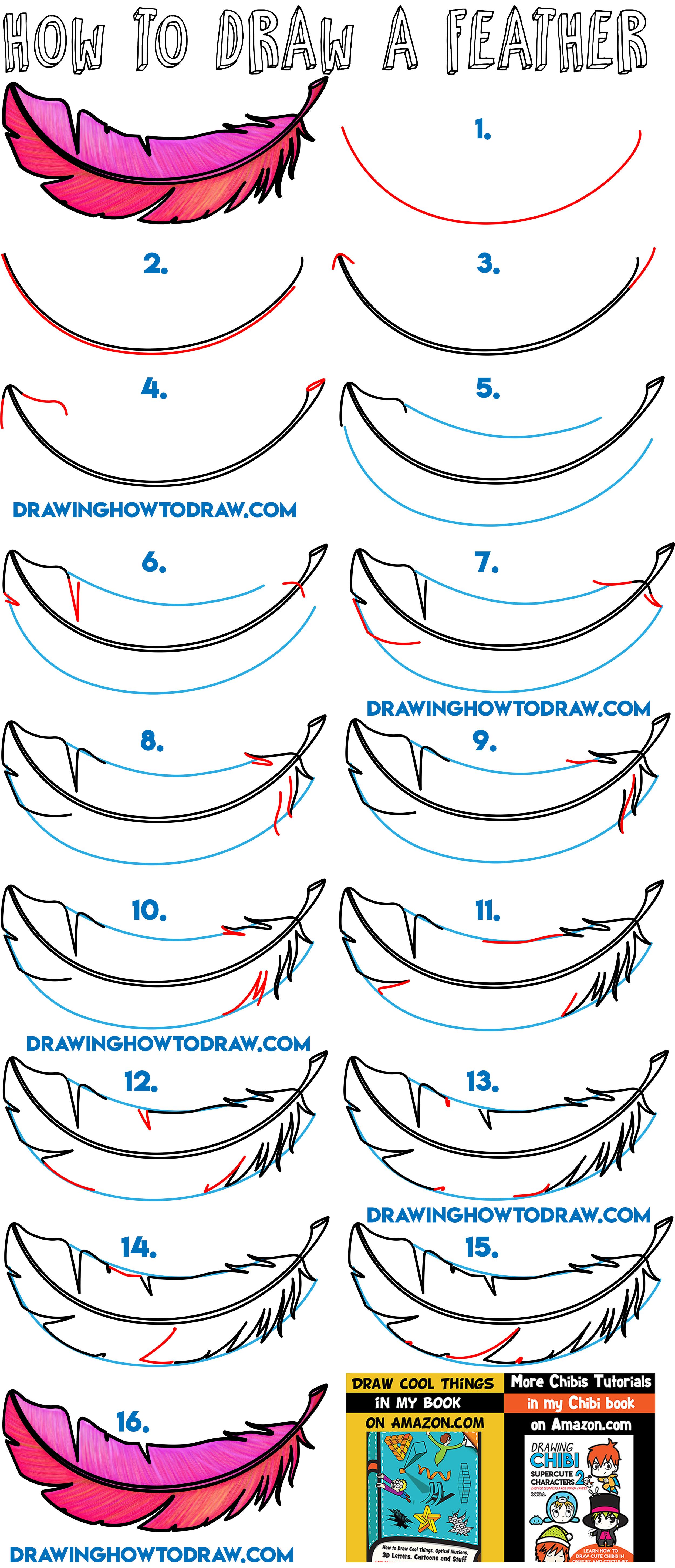 Learn How to Draw a Feather Easy Step by Step Drawing Tutorial for ...