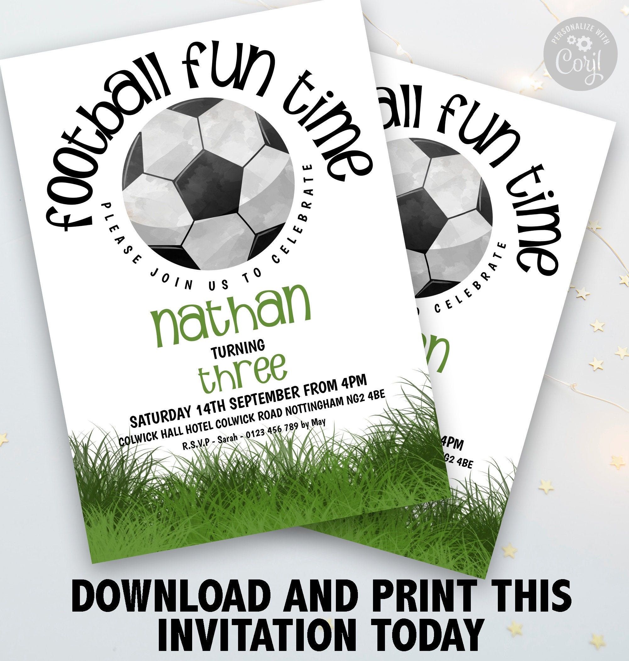 Football Birthday Invitation Any Age All Text Editable Football Party ...