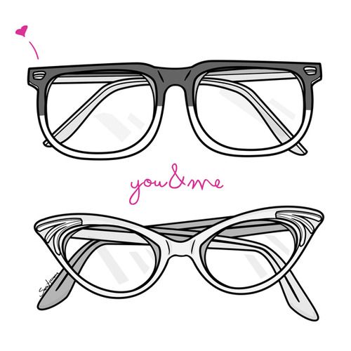 el ella | Outline art, Glasses, Illustration