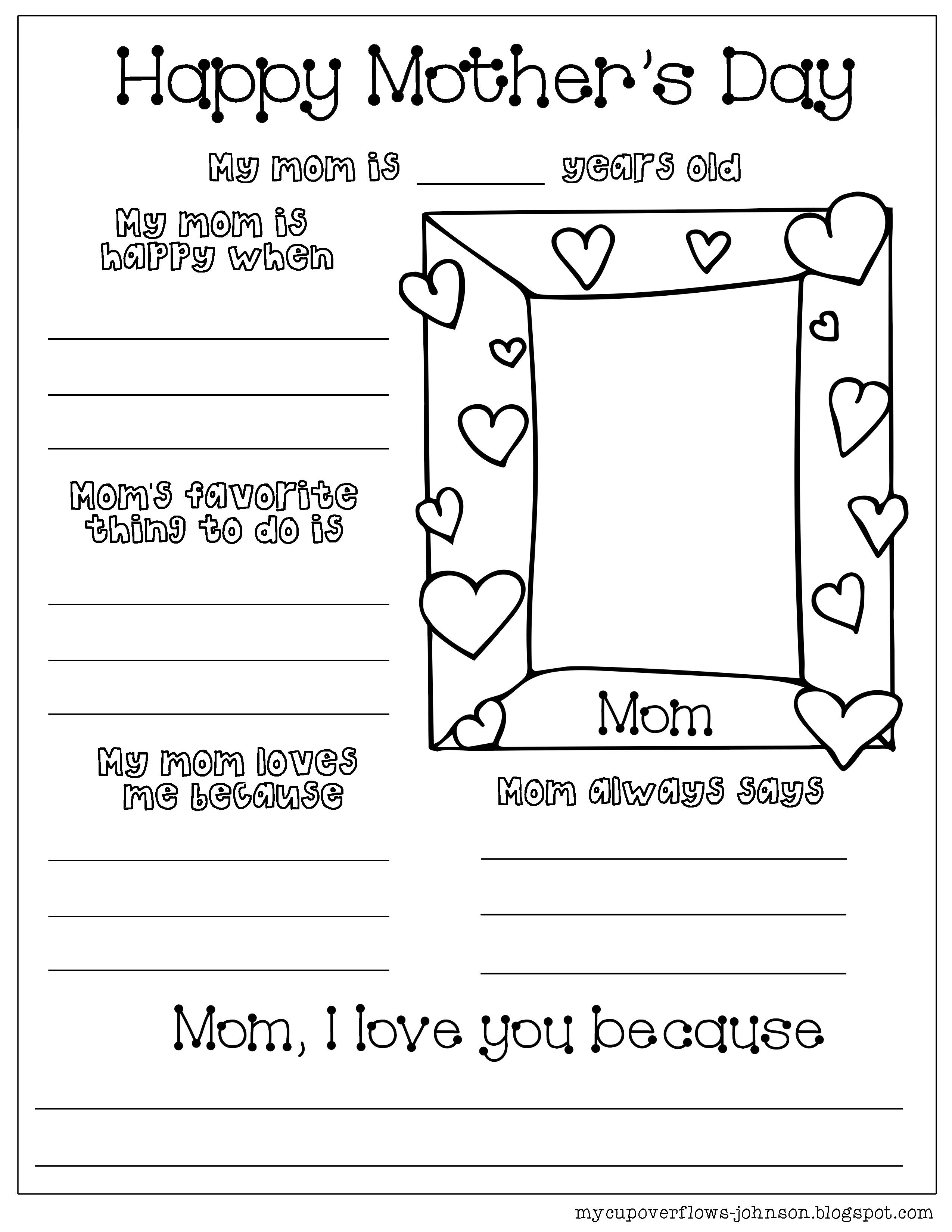 Printable Mother's Day Fill In The Blank