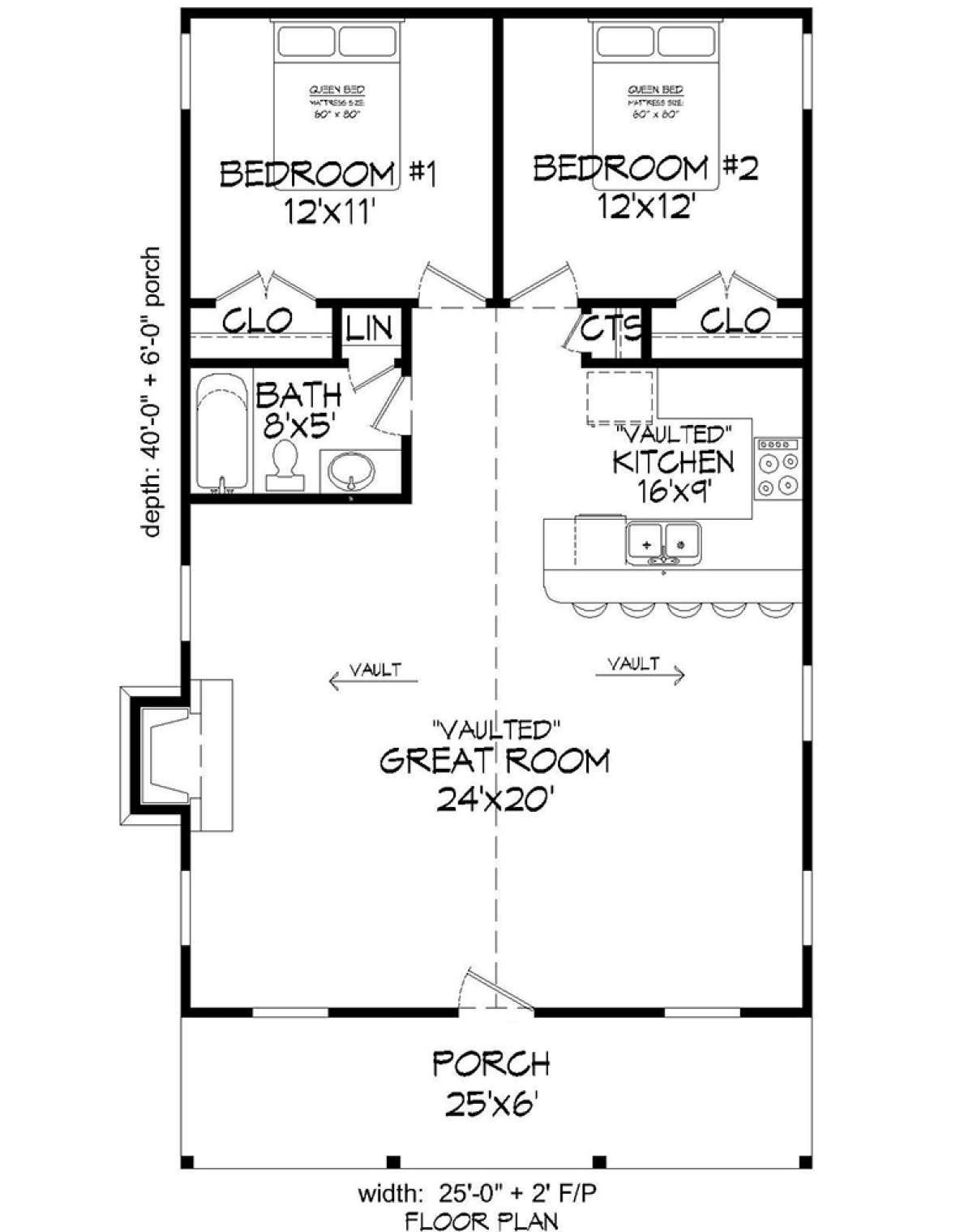 House Plan 94000099 Cabin Plan 1,000 Square Feet, 2