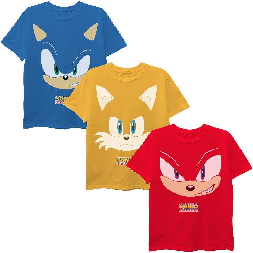 SEGA Hedgehog Boys 3-Pack T-Shirt Bundle, Sonic, Tails, Knuckles ...