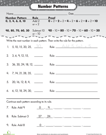 Follow the Rules: Number Patterns | Worksheet | Education.com