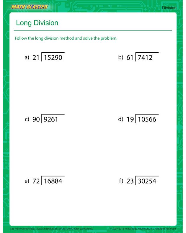 Long Division Problems For 5Th Graders