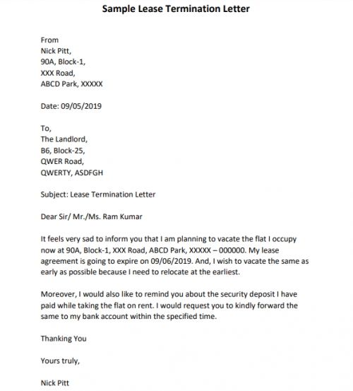 Professional Moving Out Notice Letter Template Doc Example | Move out ...