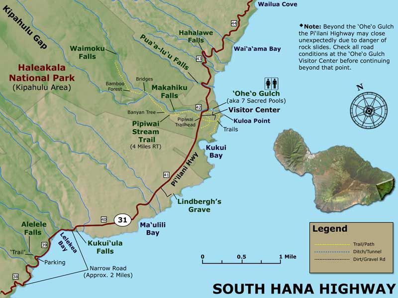 Printable Road To Hana Map With Mile Markers - Printable Gardening ...