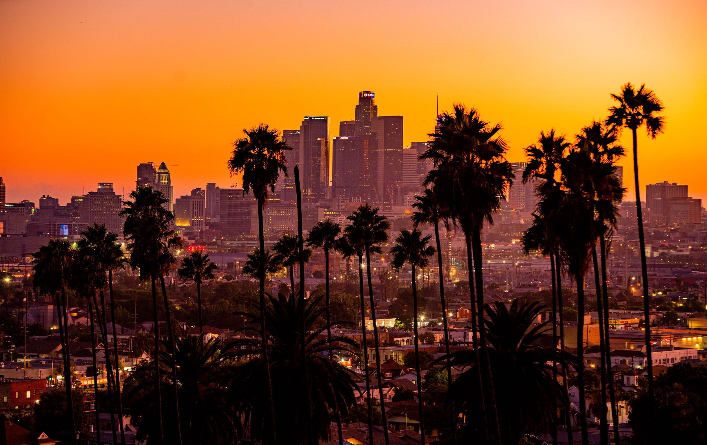 #city palm trees #sunset #building #skyscraper Los Angeles #landscape ...