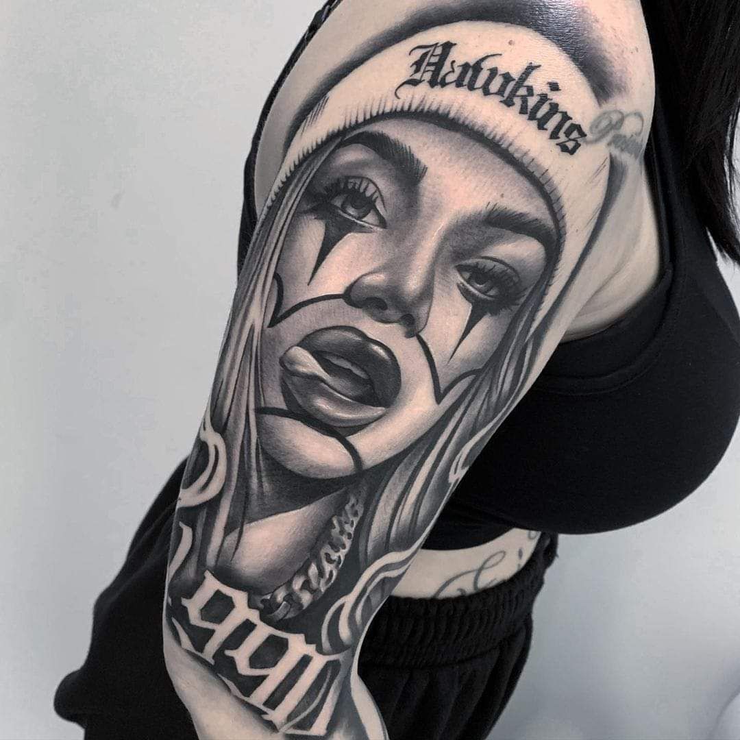 Pin on tattoo | Chicano style tattoo, Cholo tattoo, Gangster tattoos