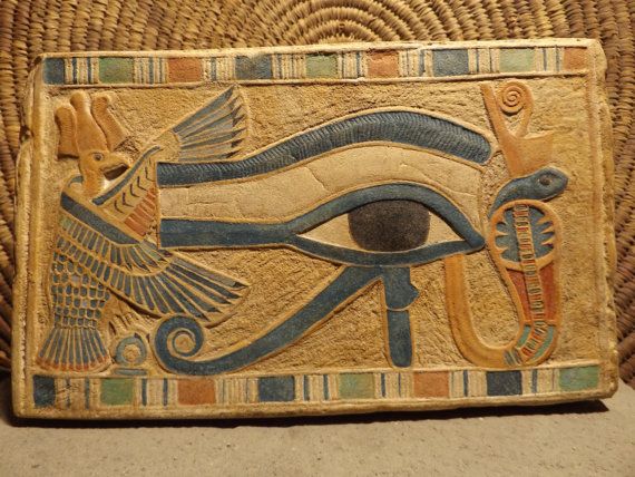 Egyptian eye of Horus - Egyptian painting - wall relief sculpture / art ...