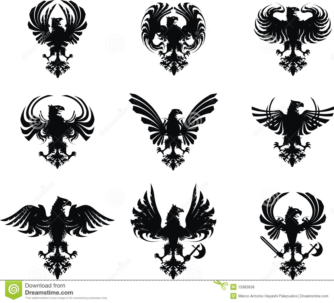 Illustration about Heraldic eagle coat of arms set in format ...