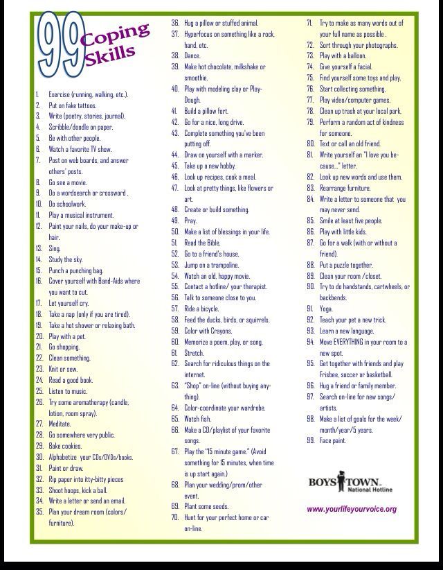 Free Printable Coping Skills Lists - Get Your Hands on Amazing Free ...