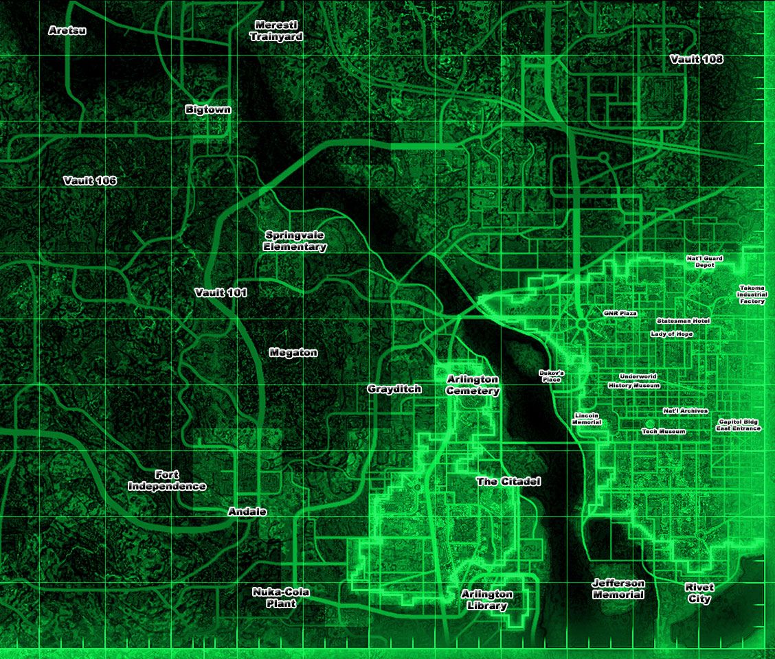 This is a map from Fallout 3, a game for Xbox360, PS3 and PC. This is a ...