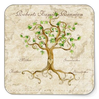 Swirl Tree Roots Antiqued Family Reunion Name Tags Square Sticker ...