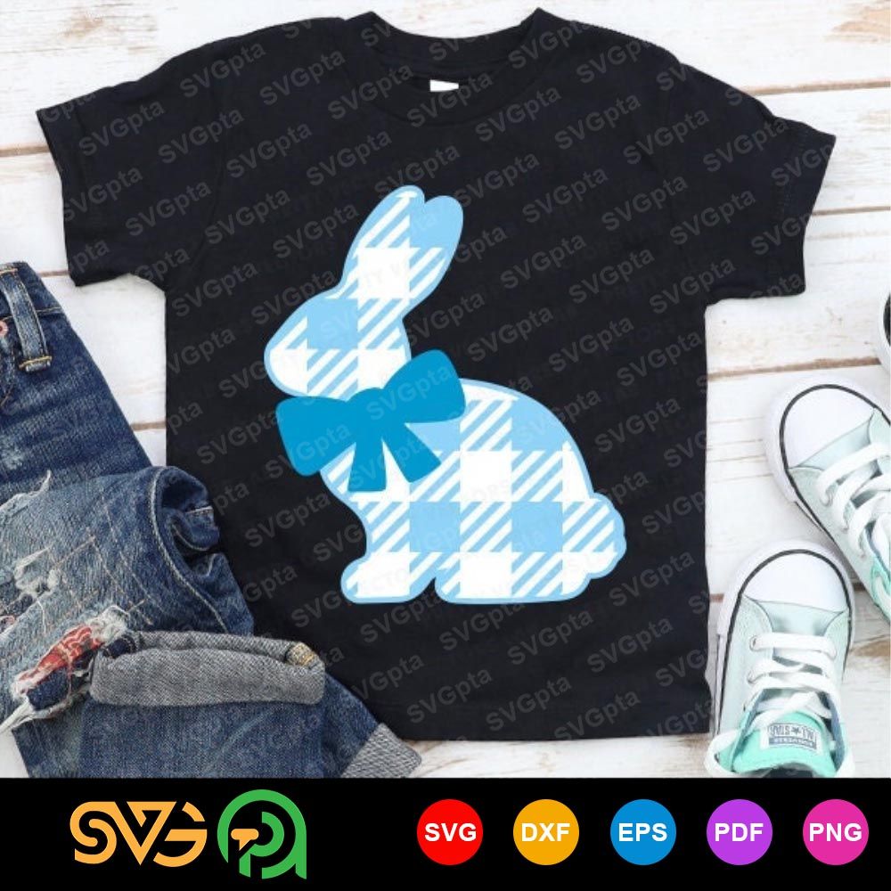 Bunny Svg, Easter Cut Files, Plaid Bunny Svg