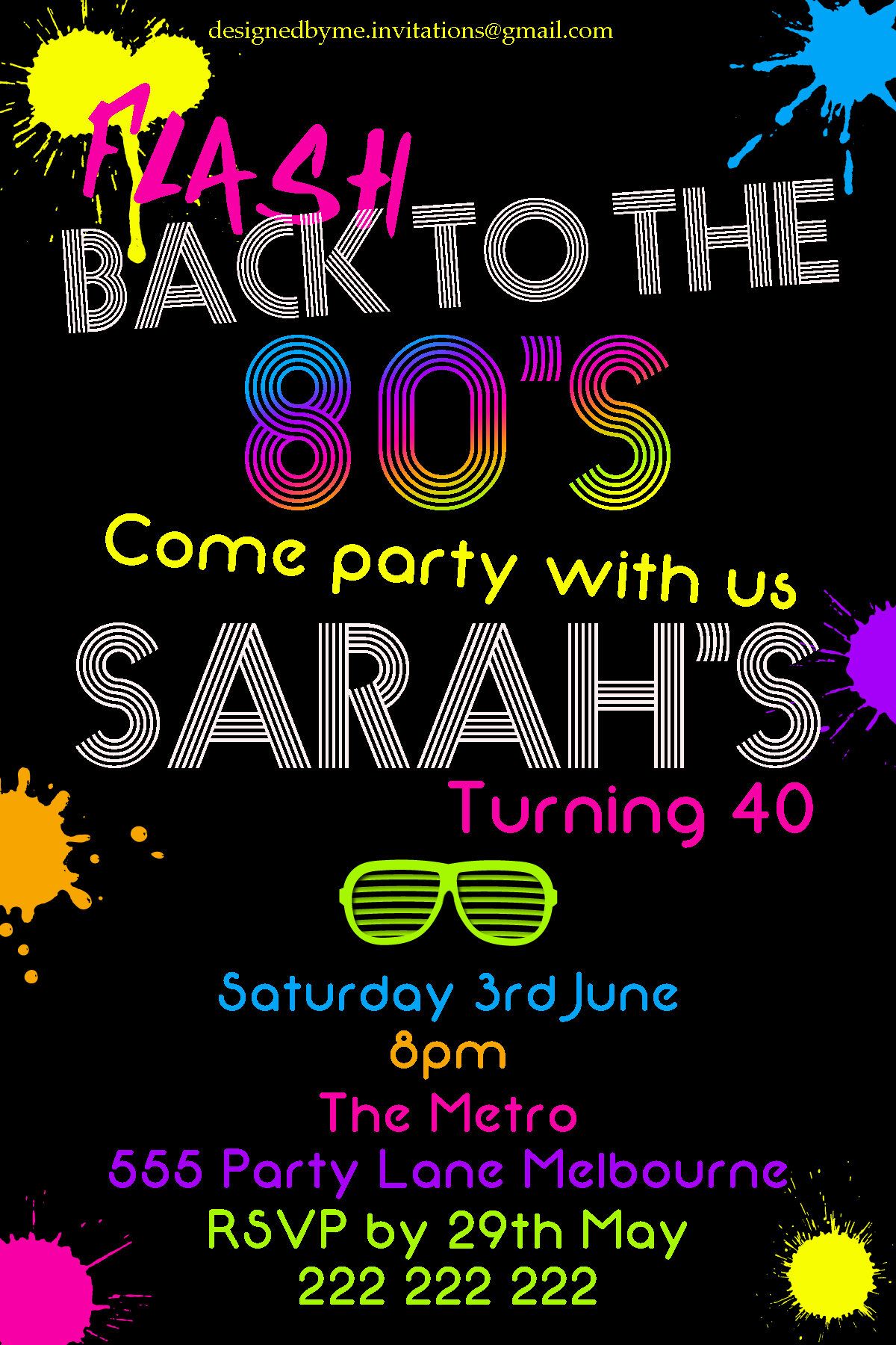 80S Party Invitations Template Free