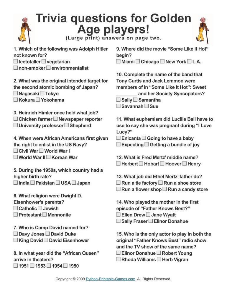 Senior Citizen Printable Brain Games For Seniors Free