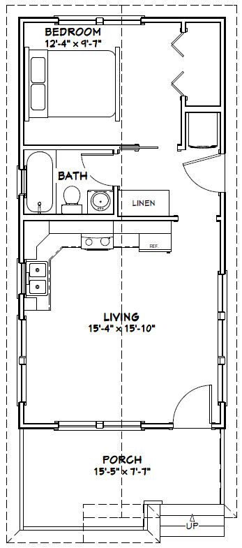 16x32 Tiny House -- 511 sq ft -- PDF Floor Plan -- Model 1W Tyni House ...