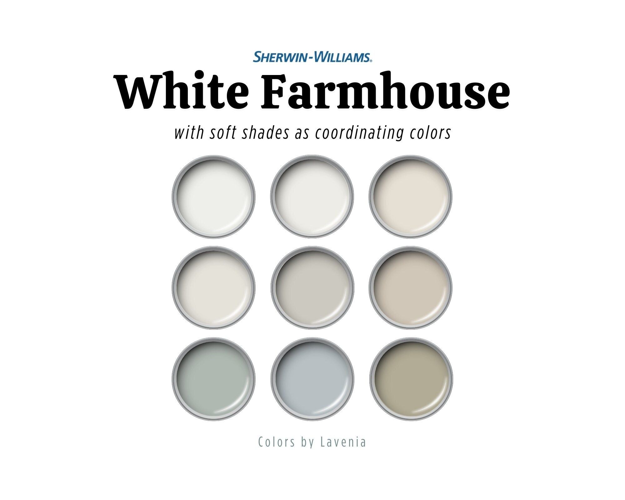 Farmhouse Paint Color Palette, Sherwin Williams White Colors, Modern ...