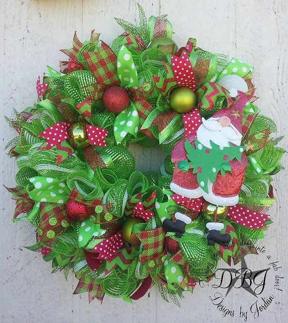 Deco Mesh Santa Wreath | Christmas Santa Deco Mesh Wreath by ...