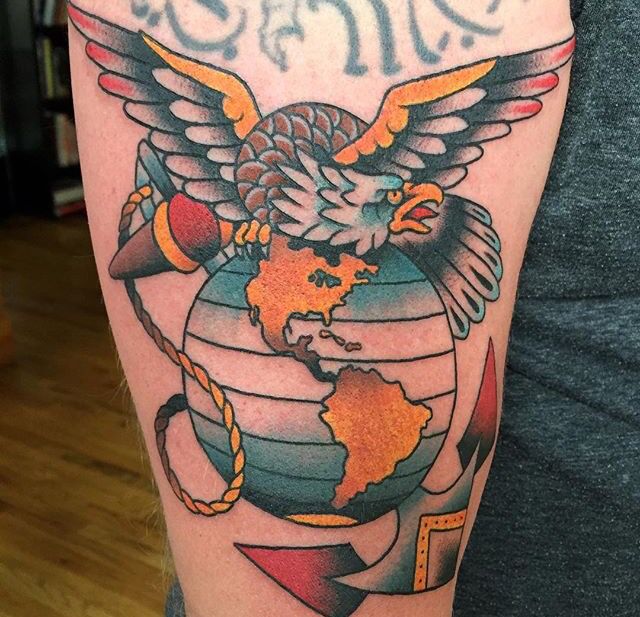 60 Globe Eagle And Anchor Tattoos  Designs With Meanings