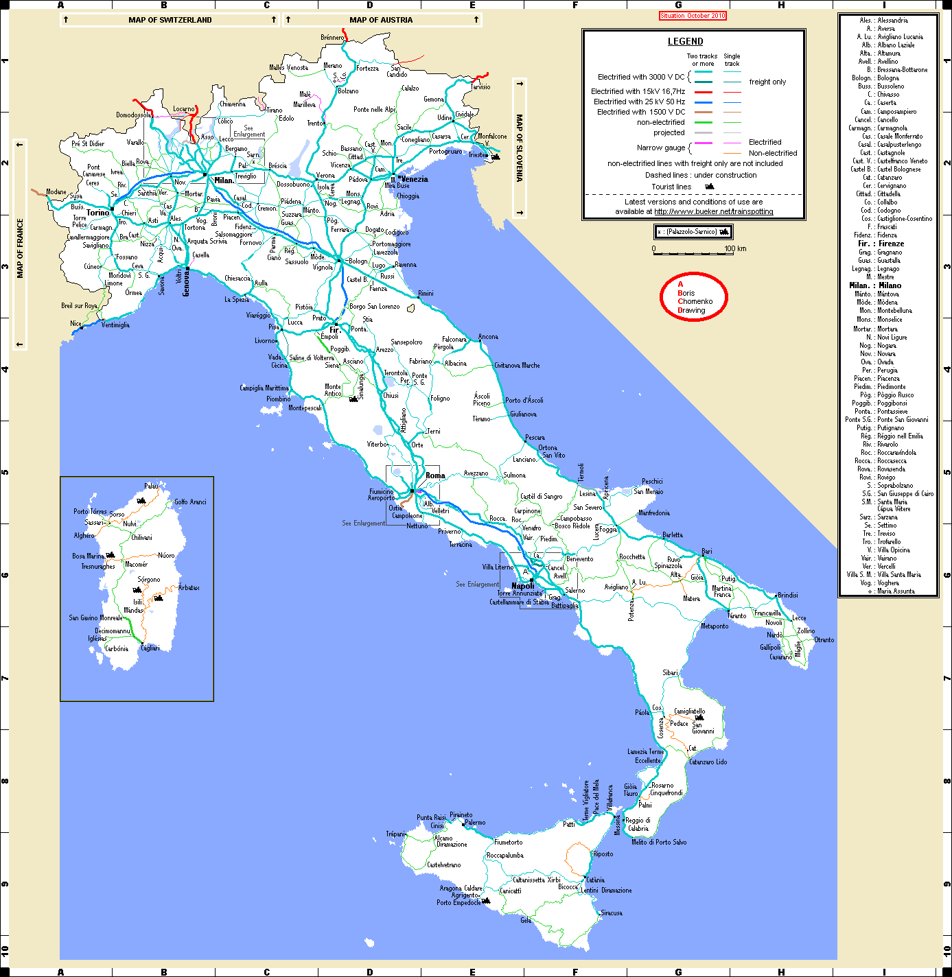 Printable Italy Train Map