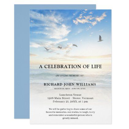 Beach Ocean Nature Celebration of Life Funeral Invitation | Zazzle.com ...