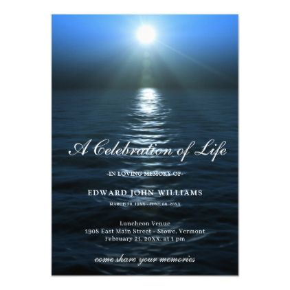 Beach Ocean Funeral Sympathy Celebration of Life Invitation ...