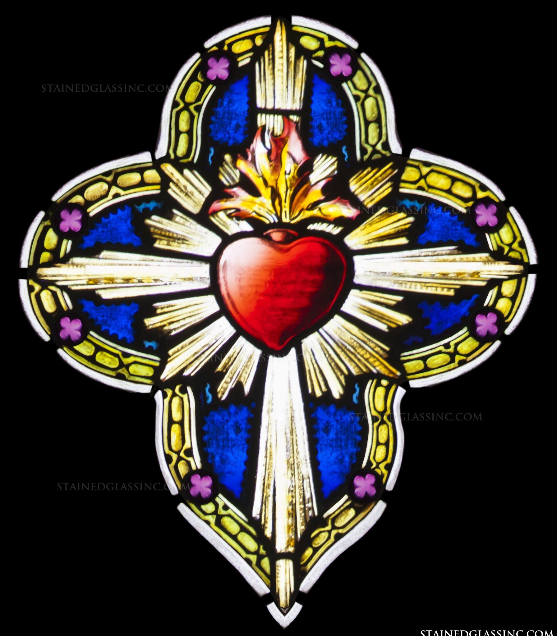 Heart and cross religious stained glass window – Artofit