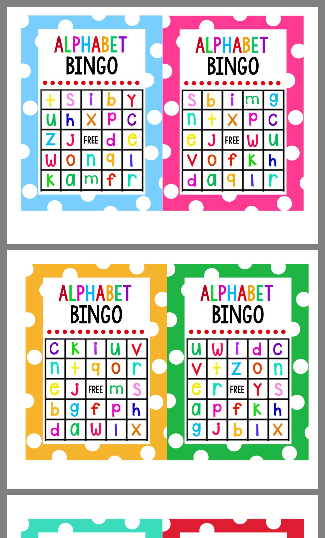 Free Alphabet Bingo Printables