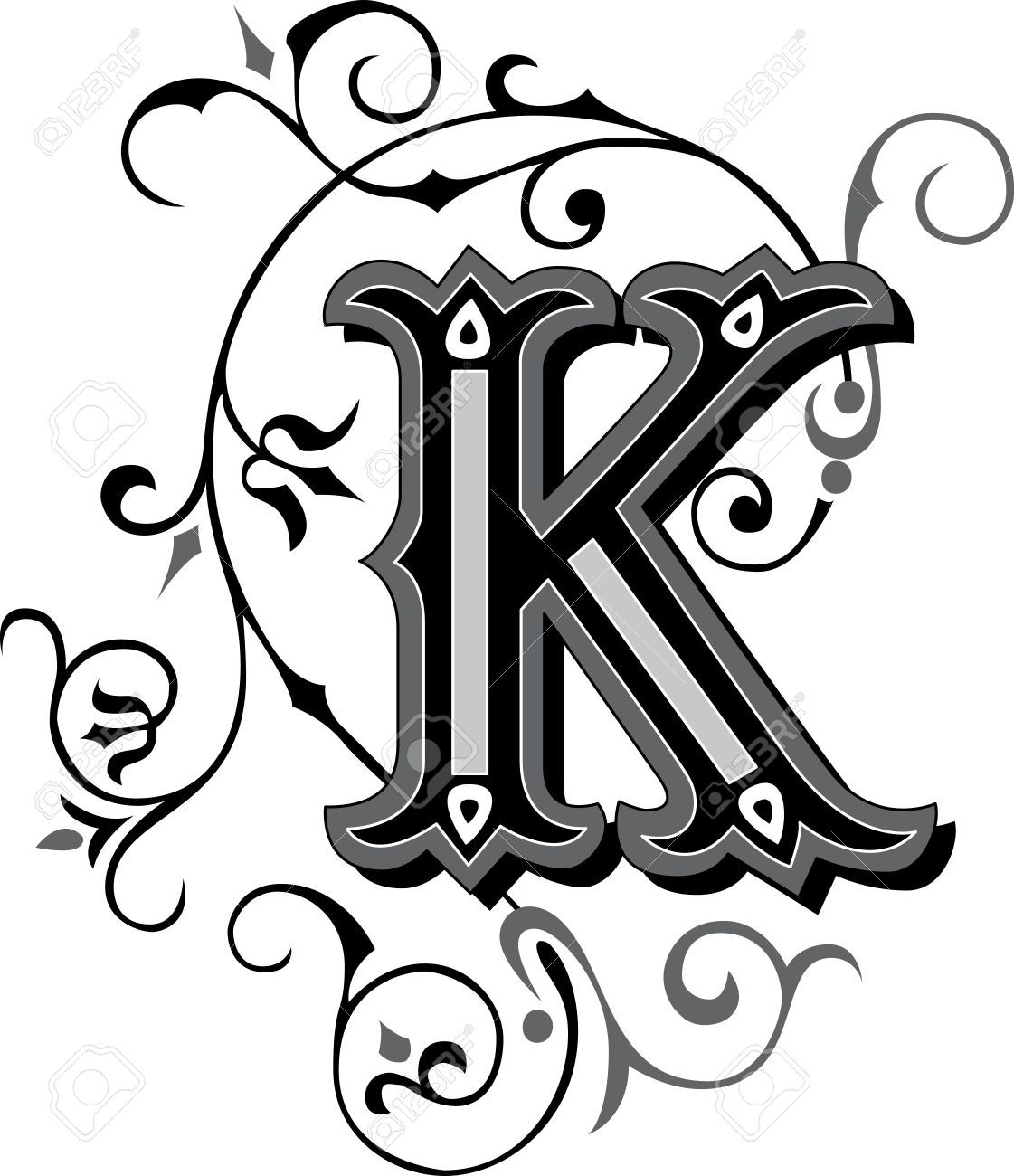 Beautifully Decorated English Alphabets, Letter K Royalty Free Cliparts ...