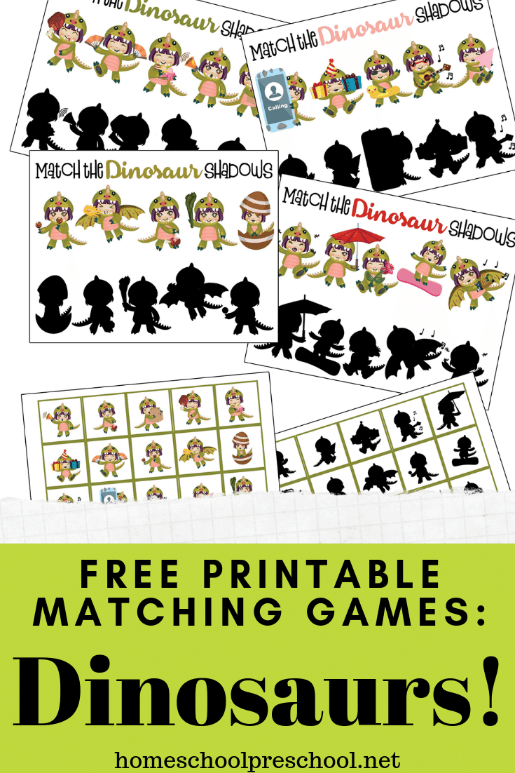 Free Dinosaur Matching Game Printable | Visual discrimination ...