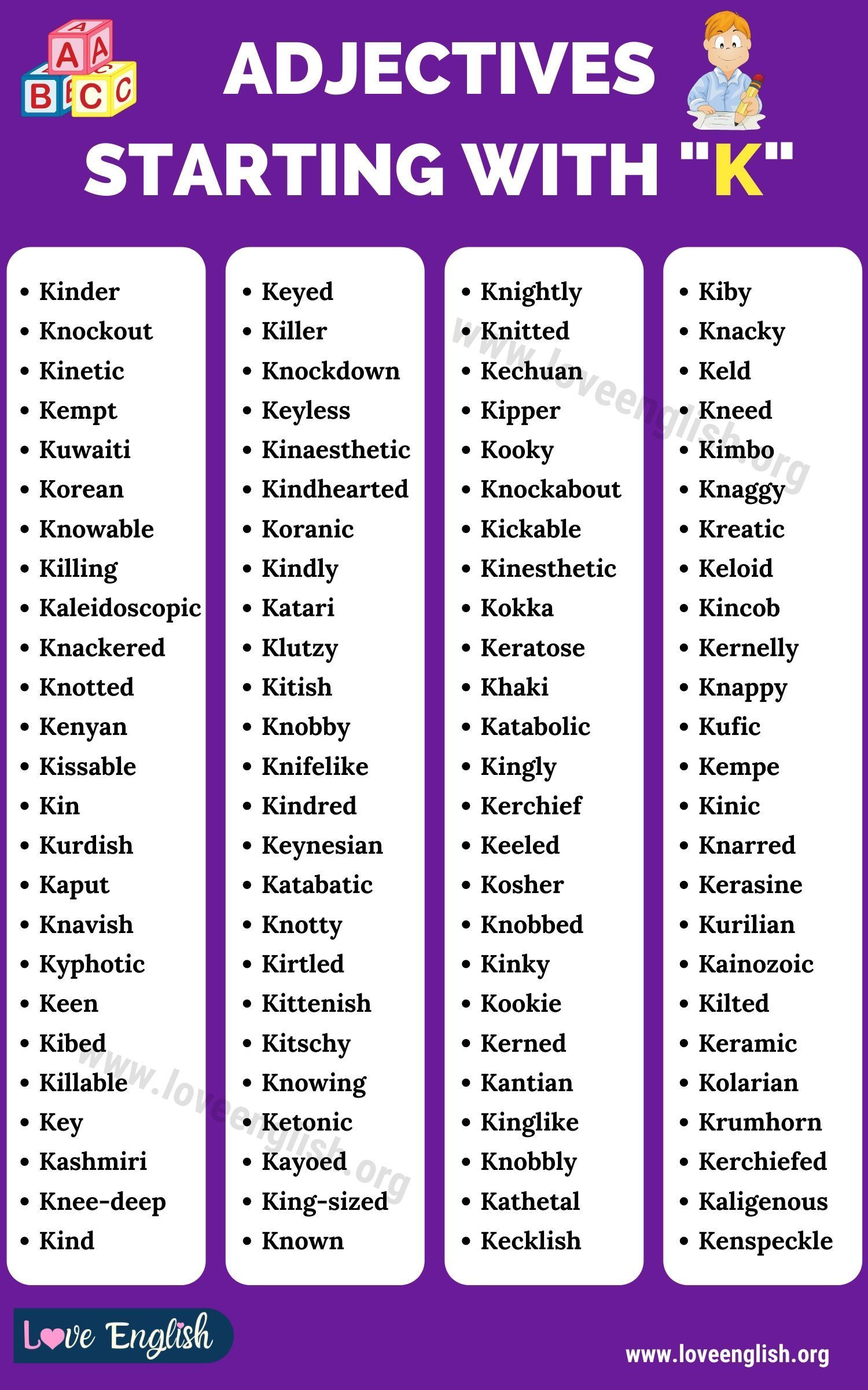 Adjectives that Start with K: 100 Adjectives Starting with the Letter K ...