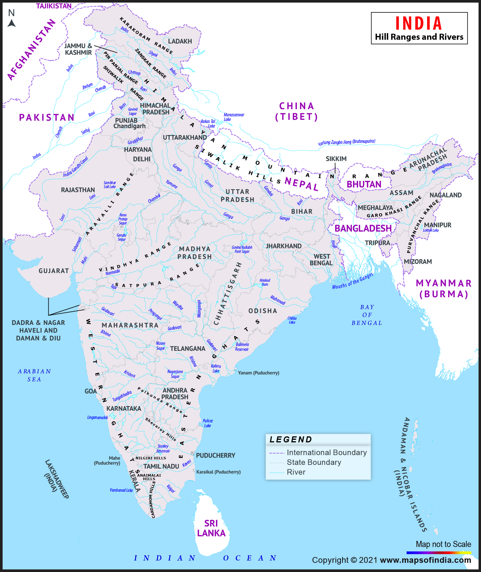 Mountain Ranges Of India Map - Map Of The United States Of America