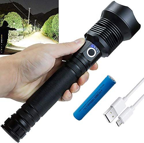 Rechargeable LED Flashlight, 90000 High Lumens Tactical Flashlights ...