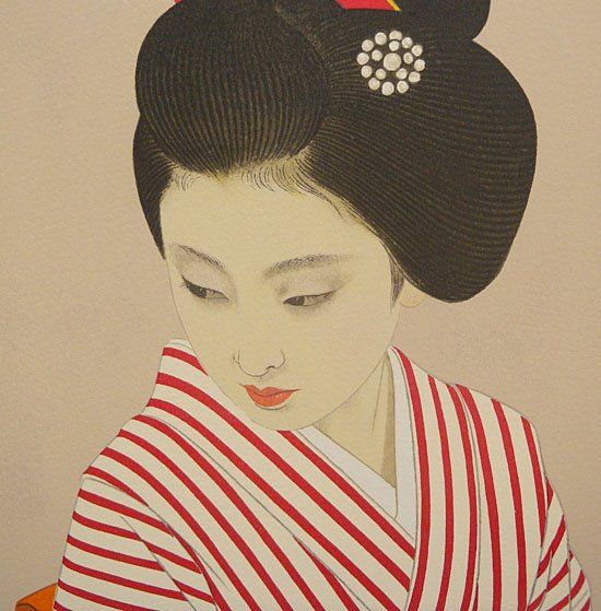 Shimura Tatsumi, bijin-ga woodblock print (c. 1950s) | Japanese art ...