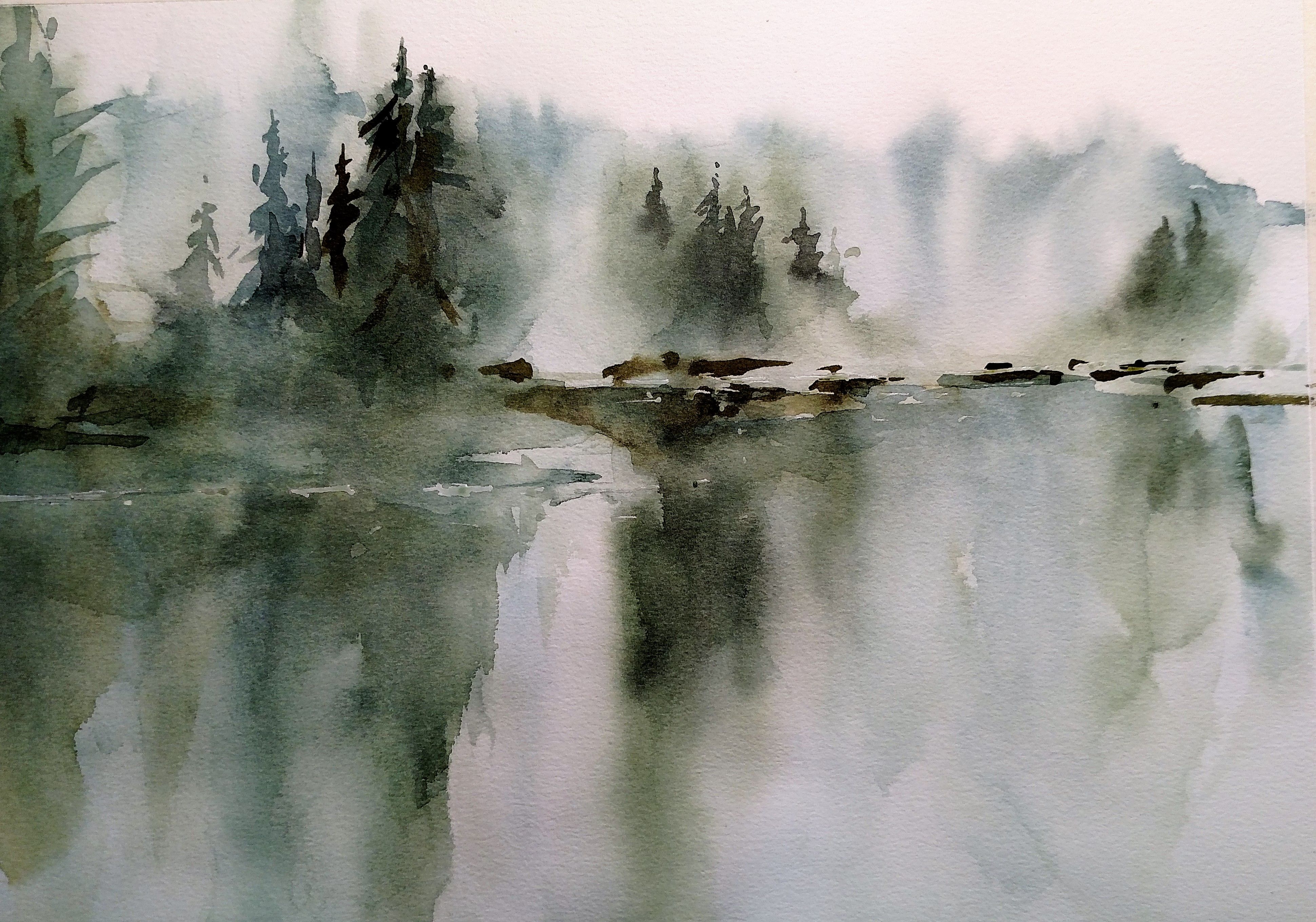 Watercolor Painting Tutorial Misty Lake – NBKomputer