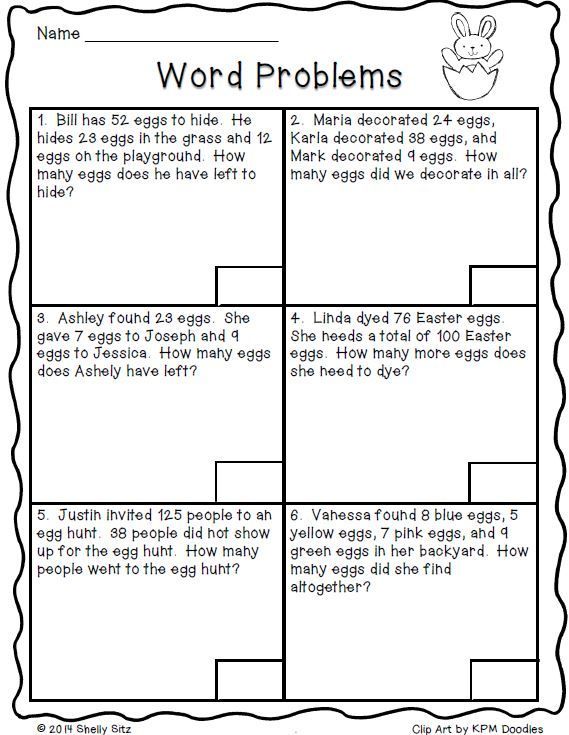 Easter Math Freebie | Word problems, Subtraction word problems, Word ...