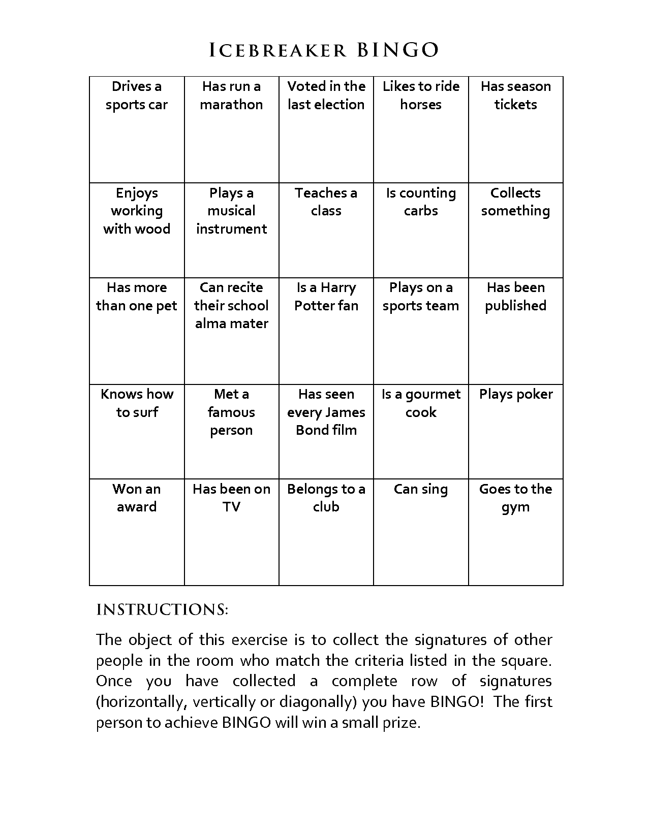 icebreakers bingo template - Google Search | Bingo card template, Bingo ...