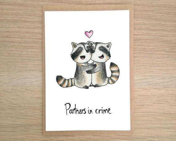 Valentines Day Card Cute Raccoons / Valentines Day / Happy | Etsy ...