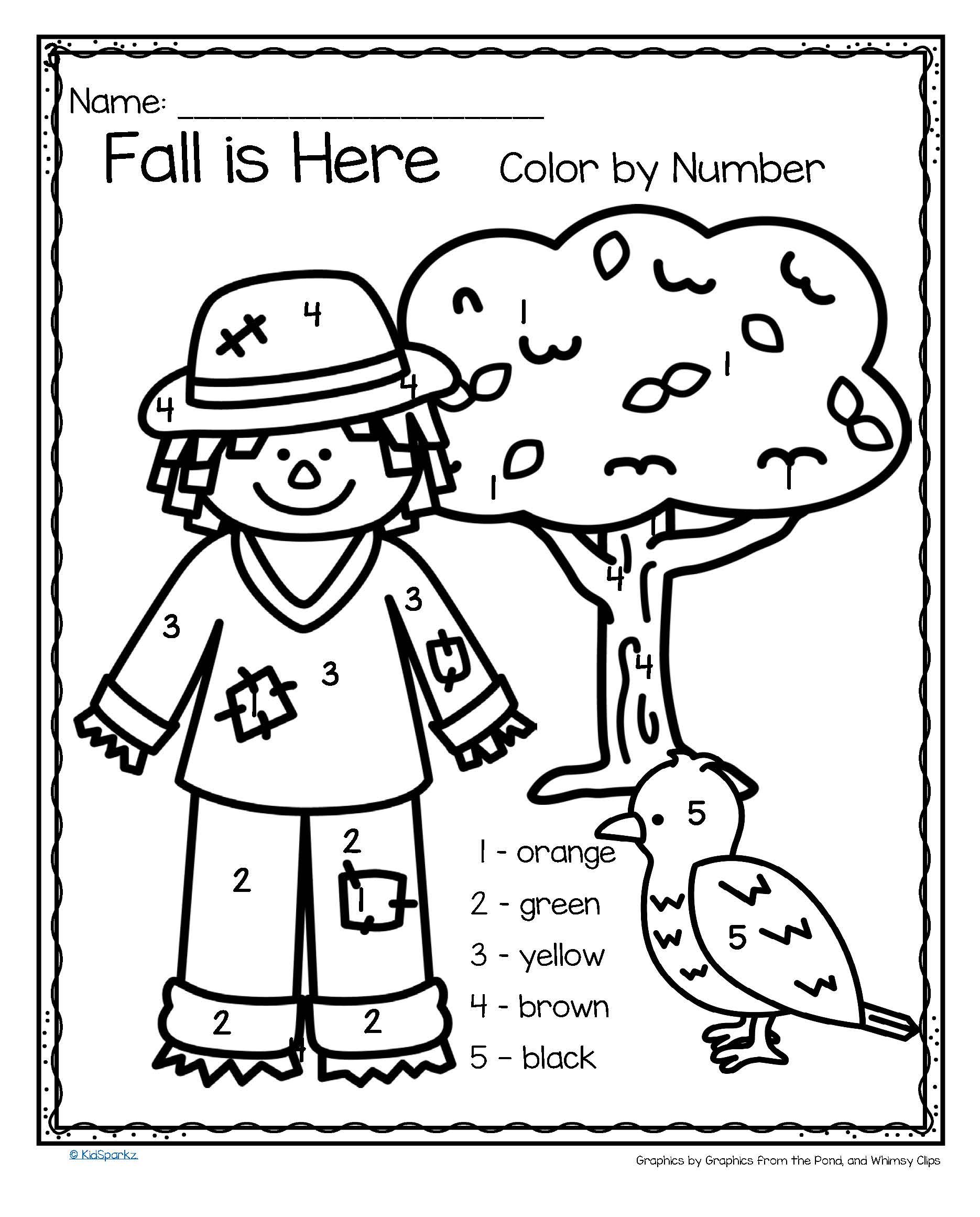 Color By Number Fall Printables